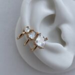 Özel Seri Üçlü Baget Taşlı Gold Earcuff