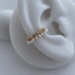 Özel Seri Zirkon Taşlı İnci Detay Gold Earcuff