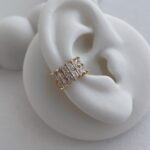 Özel Seri Çift Sıra Baget Taşlı Gold Earcuff