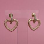 In Love Seri Zirkon Taşlı Kalp Tasarım Gold Küpe