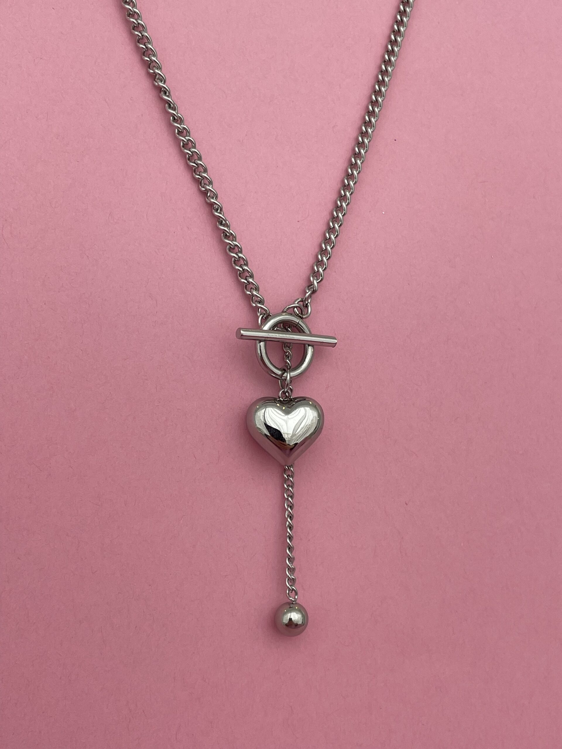 img_3439 In Love Seri Çelik Kalp Tasarım Gümüş Kolye