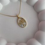 In Love Seri Çelik Ağaç Tasarım Gold Kolye