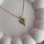 In Love Seri Kalp Tasarım Gold Top Zincir Kolye