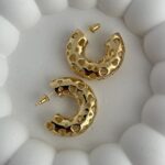 In Love Seri Kalp Tasarım Gold Kalın Halka Küpe