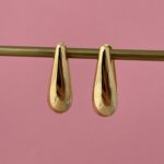 In Love Seri İnce Damla Tasarım Gold Küpe