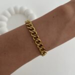 Çelik Kalın Gurmet Tasarım Gold Bileklik 7mm