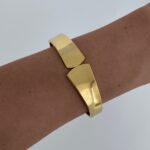 Çelik Geometrik Desen Gold Kelepçe Bileklik