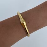 Çelik Geometrik Desen Gold Kelepçe Bileklik