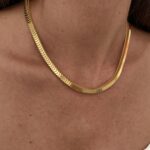 Çelik Yılan Sırtı Tasarım Gold Kolye
