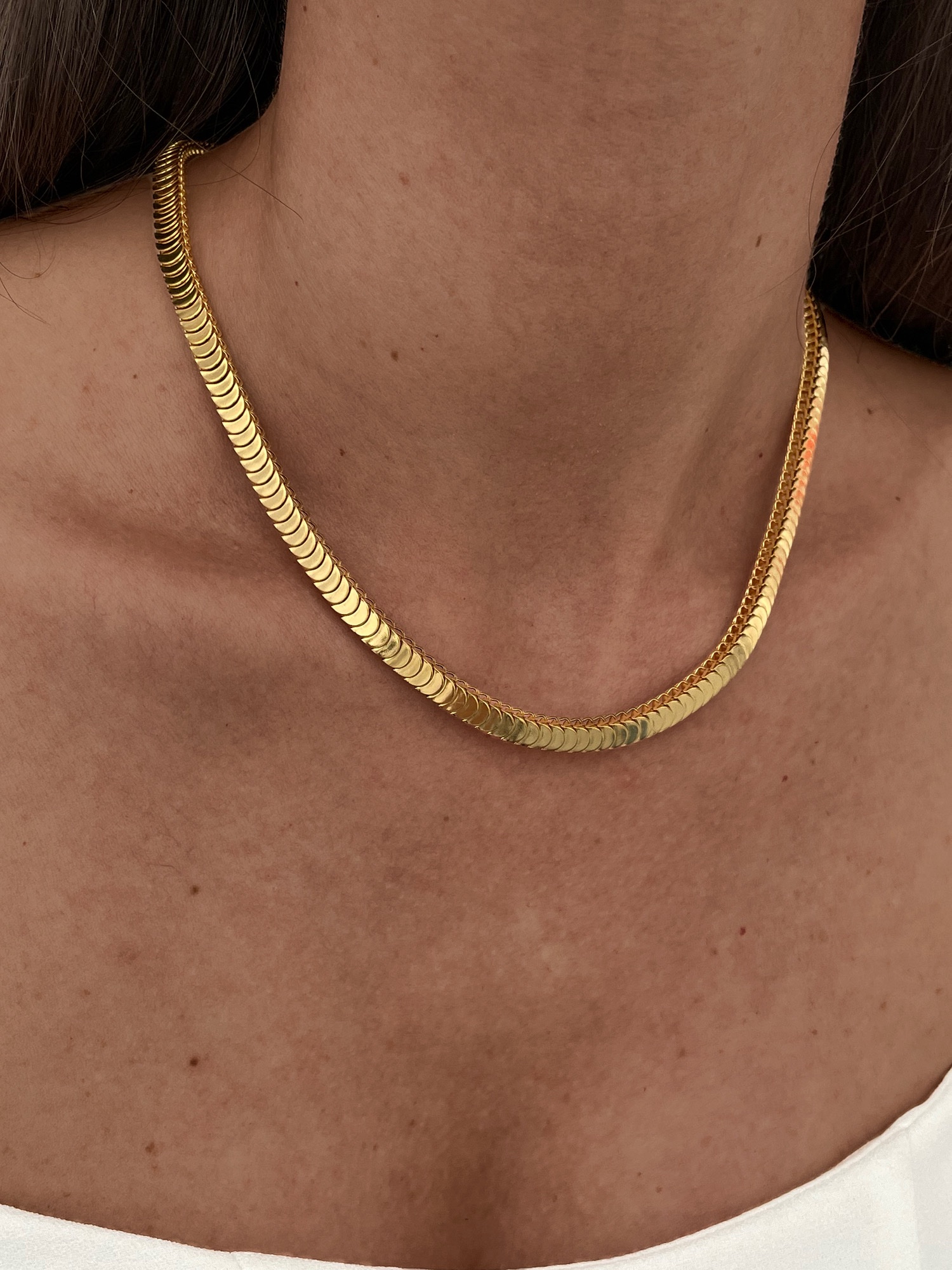 img_4221-2 Çelik Yılan Sırtı Tasarım Gold Kolye