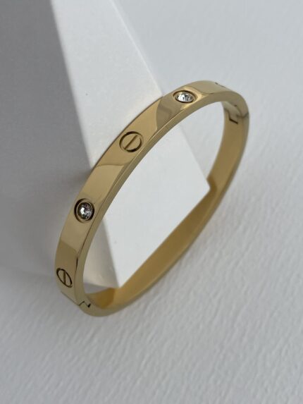 Çelik Zirkon Taşlı Marka Gold Kelepçe Bileklik 5.5*4.5cm