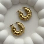 Çelik Simit Tasarım Gold Halka Küpe