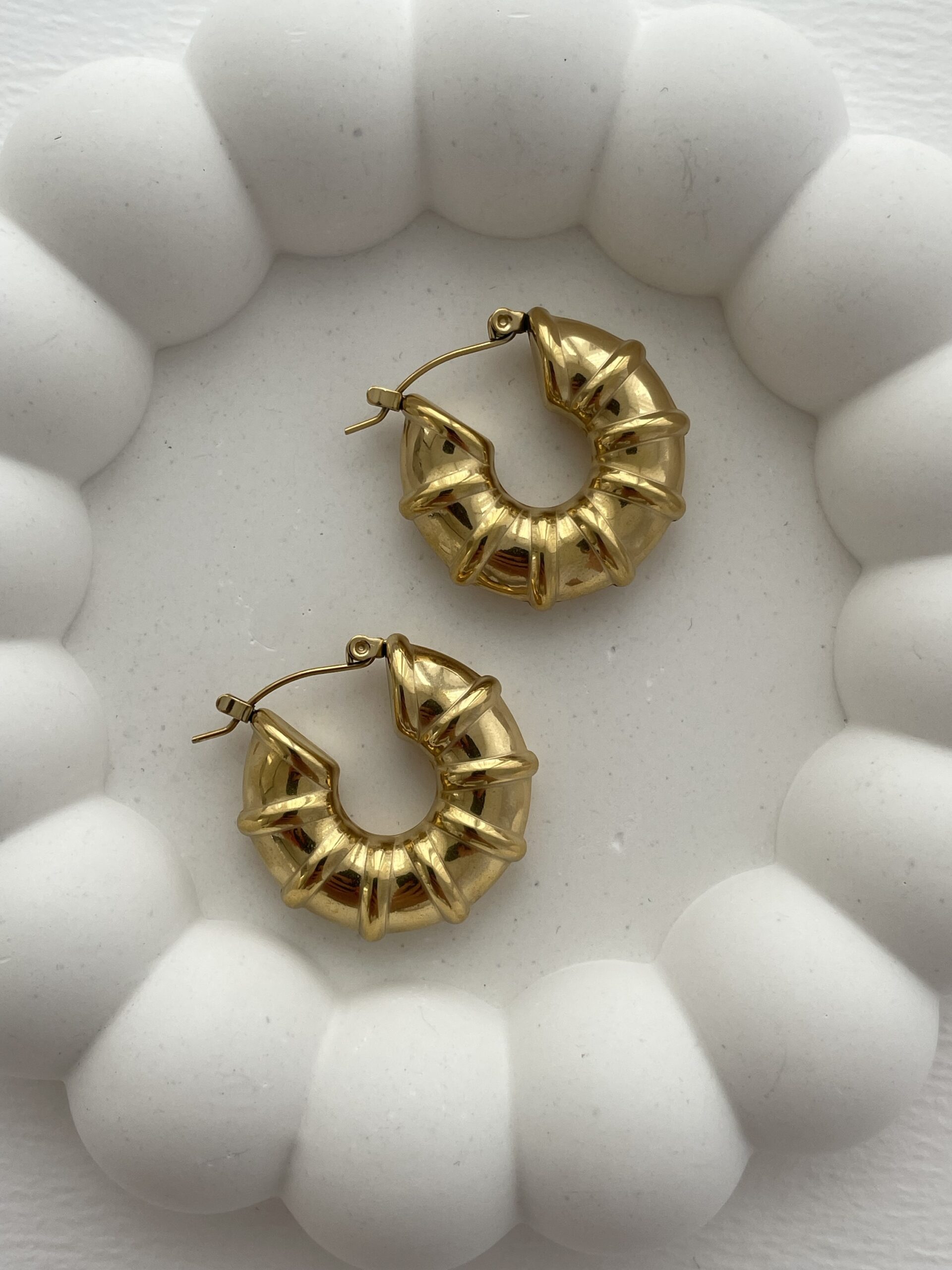 img_4654 Çelik Simit Tasarım Gold Halka Küpe