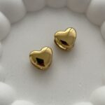 Çelik Kalp Tasarım Gold Küpe