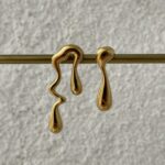 Çelik Su Damlası Gold Küpe