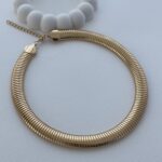 Özel Seri Orta Tırtıklı Marka Model Gold Choker Kolye