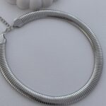 Özel Seri Orta Tırtıklı Marka Model Gümüş Choker Kolye