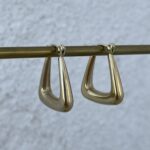 Çelik Geometrik Desen Gold Küpe