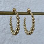 Çelik Mini Top Tasarım Gold Halka Küpe