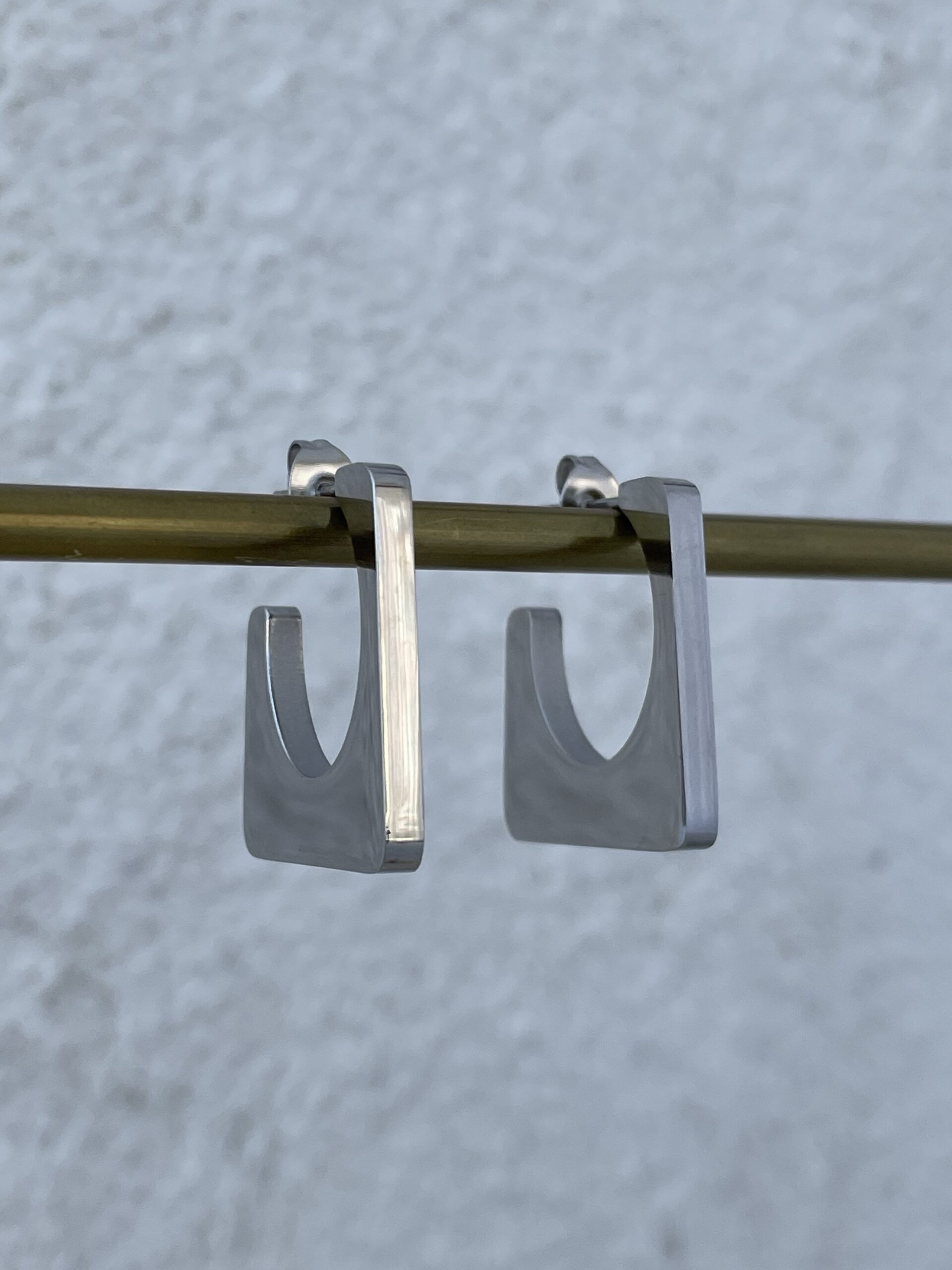 img_5460 Çelik Geometrik Tasarım Gümüş Küpe