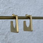 Çelik Geometrik Tasarım Gold Küpe