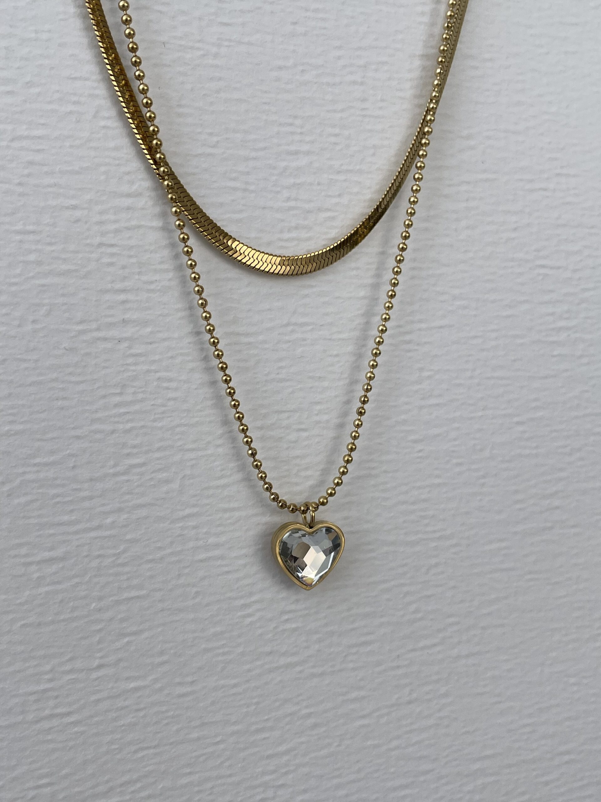 img_5819 Çelik İtalyan Zincir Kalp Tasarım İkili Gold Kolye