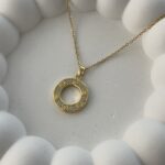 Çelik Zirkon Taşlı Yuvarlak Marka Gold Kolye