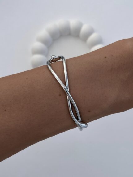 Özel Seri Geometrik Tasarım Gümüş Kelepçe Bileklik