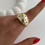 Özel Seri Zirkon Taşlı Gold Ayarlanabilir Bubble Yüzük