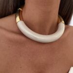Özel Seri Marka Model Gold & Bej Choker Kolye