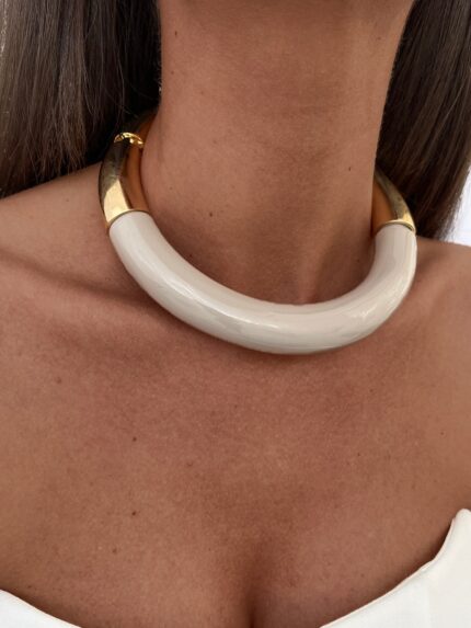 Özel Seri Marka Model Gold & Bej Choker Kolye