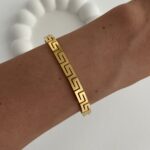 Çelik Geometrik Desen Gold Marka Kelepçe Bileklik