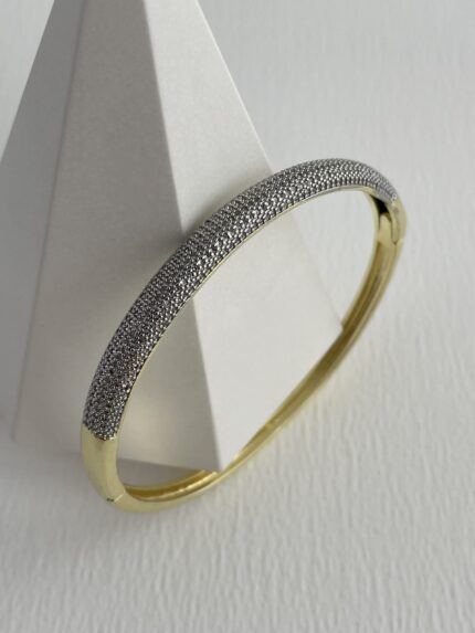 Özel Seri Zirkon Taşlı Gold&Gümüş Kelepçe Bileklik