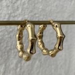 Çelik Büyük Boy Simit Tasarım Gold Halka Küpe