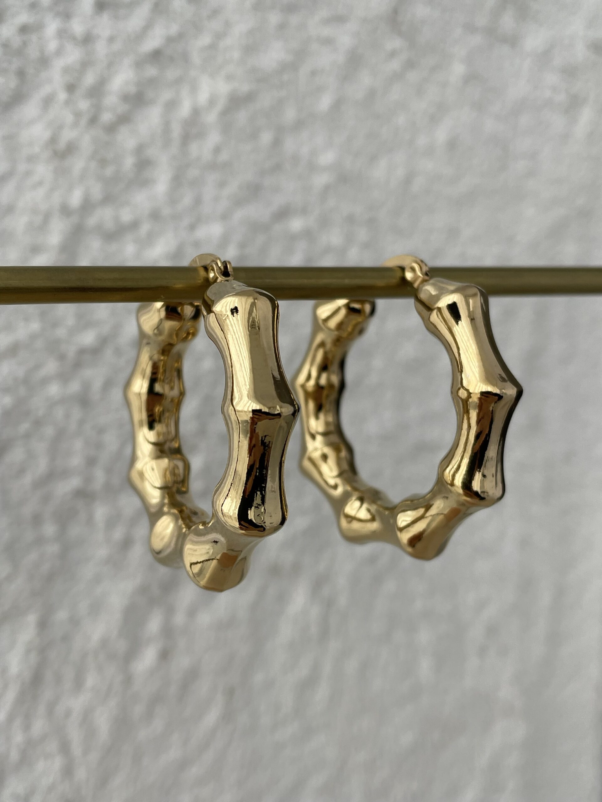 img_6687 Çelik Büyük Boy Simit Tasarım Gold Halka Küpe