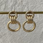 Özel Seri İç İçe Halka Model Gold Küpe