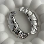 Özel Seri Büyük Boy Kruvasan Tasarım Gümüş Küpe