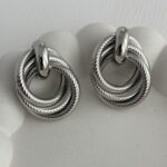 Özel Seri Üç Halkalı Tırtık Desen Gümüş Küpe