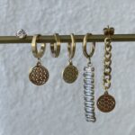 Çelik Baget Taşlı Altılı Gold Küpe Seti