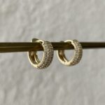 Özel Seri Zirkon Taşlı Mini Gold Halka Küpe