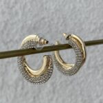 Özel Seri Zirkon Taşlı İkili Gold Halka Küpe