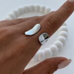 Özel Seri Geometrik Desen Ayarlanabilir Gümüş Yüzük