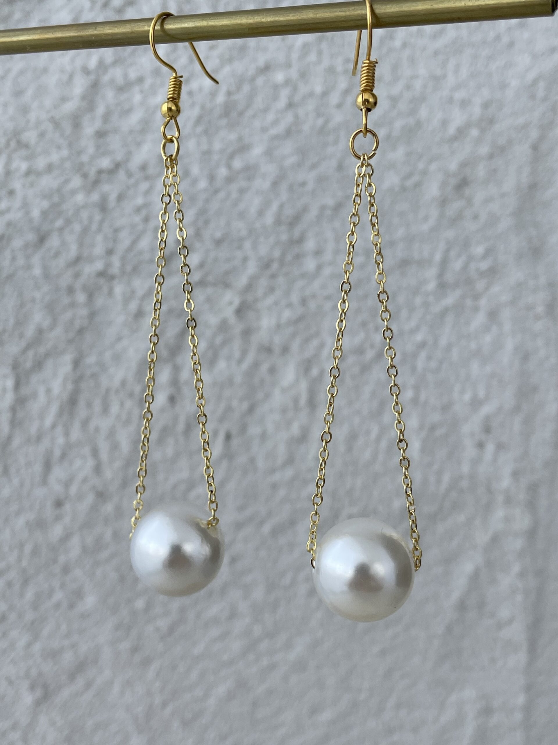 img_8313 LP Özel Üretim Gold Zincir Sallantılı İnci Küpe