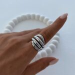 Özel Seri Geometrik Desen Ayarlanabilir Gümüş Yüzük