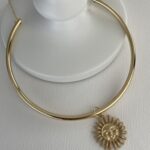 Özel Seri Güneş Tasarım Gold Choker Kolye
