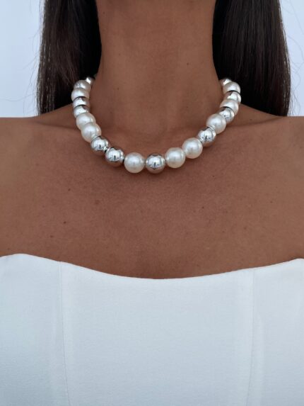 Özel Seri İnci & Gümüş Top Kolye