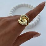 Özel Seri Geometrik Desen Ayarlanabilir Gold Yüzük