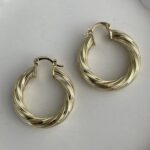 Özel Seri Metalik Gold Burgu Tasarım Halka Küpe