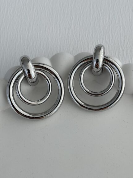 Özel Seri İkili İç İçe Gümüş Halka Küpe