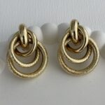 Özel Seri Geometrik Desen Üçlü Gold Halka Küpe